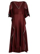 Sies Marjan V-neck Ruffled Silk-charmeuse Dress