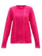 Matchesfashion.com Golden Goose - Distressed Mohair-blend Sweater - Womens - Pink