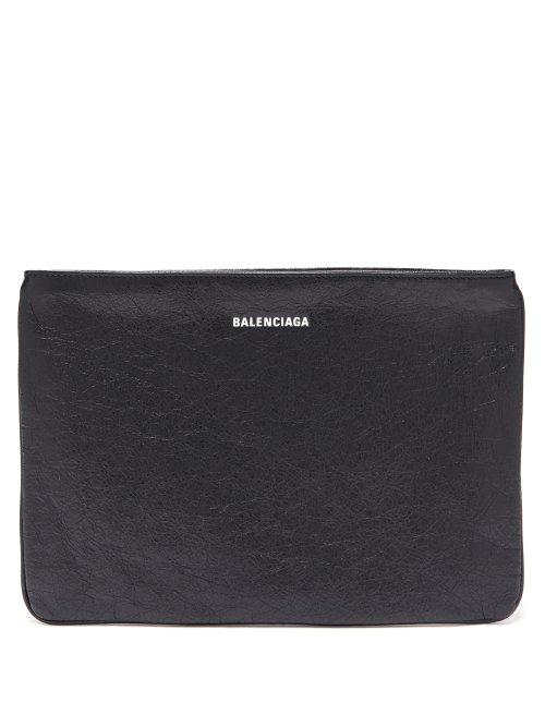 Matchesfashion.com Balenciaga - Explorer Leather Pouch - Mens - Black