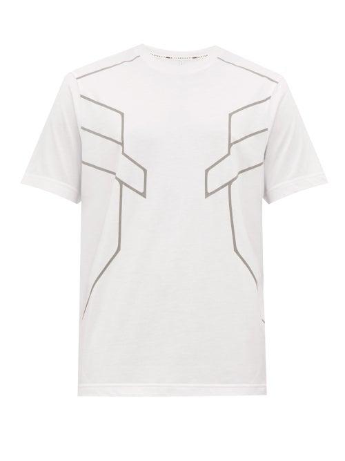 Matchesfashion.com Blackbarrett By Neil Barrett - Reflective Print Cotton Blend Jersey T Shirt - Mens - White Multi