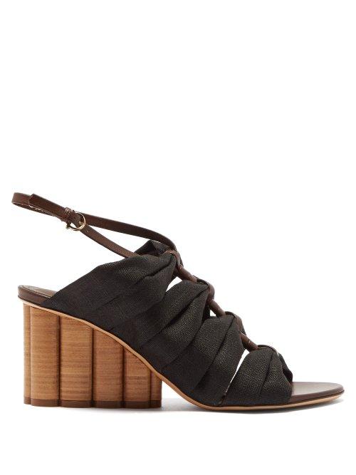 Matchesfashion.com Salvatore Ferragamo - Solki Column Heel Canvas Sandals - Womens - Black