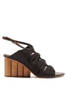 Matchesfashion.com Salvatore Ferragamo - Solki Column Heel Canvas Sandals - Womens - Black