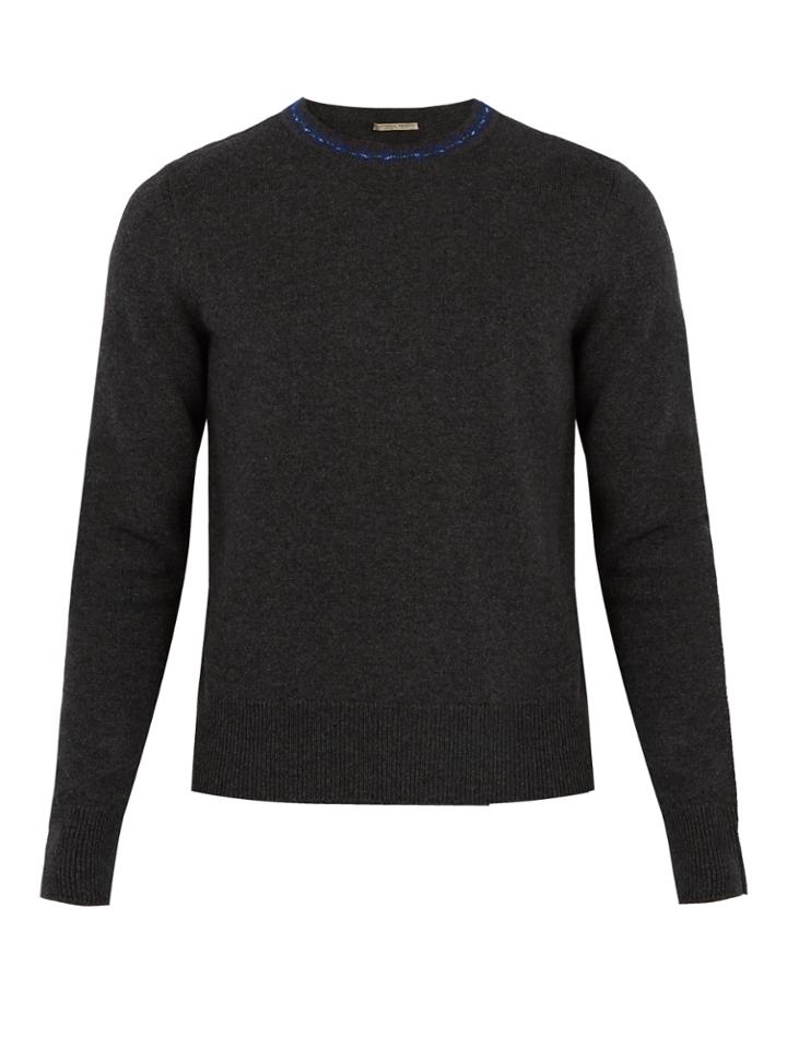 Bottega Veneta Contrasting-collar Wool And Cashmere-blend Sweater