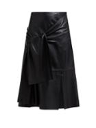 Matchesfashion.com Joseph - Renne Tie Front Leather Midi Skirt - Womens - Black