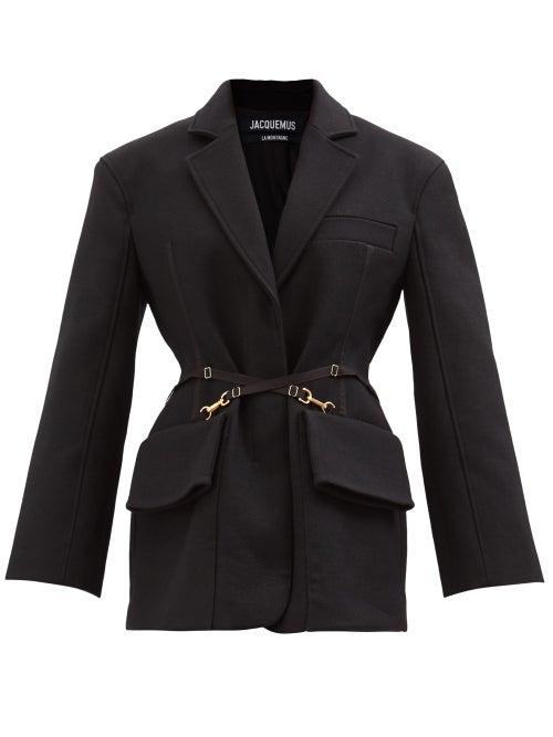 Jacquemus - Soco Belted Wool-twill Blazer - Womens - Black