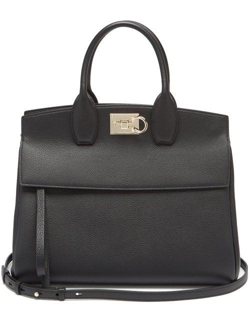 Matchesfashion.com Salvatore Ferragamo - The Studio Grained-leather Bag - Womens - Black