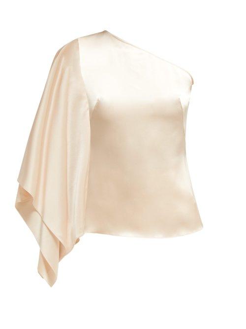 Matchesfashion.com Osman - Draped Asymmetric Satin Top - Womens - Ivory