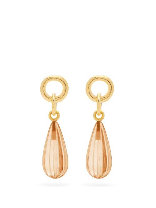 Matchesfashion.com Lizzie Fortunato - Desert Teardrop Gold-plated Earrings - Womens - Orange