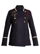 Valentino Embroidered Double-breasted Pea Coat