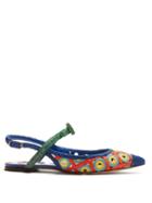 Matchesfashion.com Dolce & Gabbana - Majolica Woven Wicker Slingback Pumps - Womens - Blue Multi