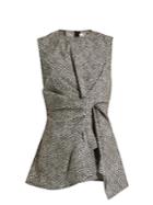 Marni Knotted Fleck-print Cotton-poplin Top