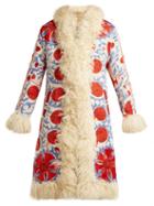 Matchesfashion.com Zazi Vintage - Suzani Embroidered Shearling Coat - Womens - 237 White Multi