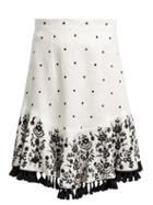 Matchesfashion.com Zimmermann - Tali Embroidered Linen Skirt - Womens - Ivory