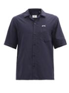 Mens Rtw Ami - Logo-embroidered Short-sleeved Poplin Shirt - Mens - Navy