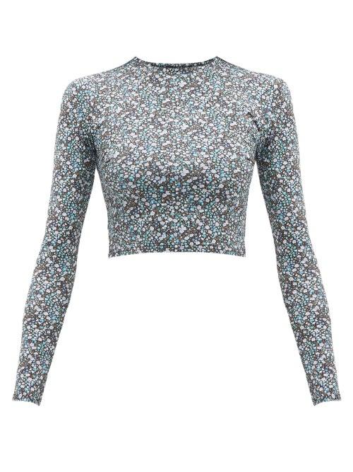 Matchesfashion.com Matteau - The Long Sleeve Sun Floral Print Swim Top - Womens - Blue Print