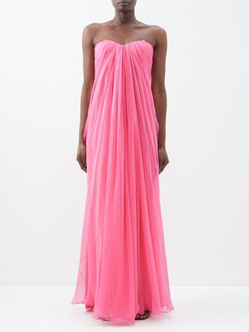 Alexander Mcqueen - Draped Chiffon Gown - Womens - Pink