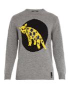 Fendi Leopard-intarsia Wool-knit Sweater
