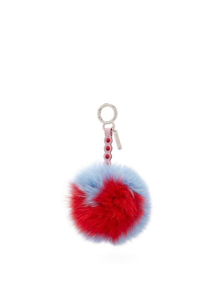 Fendi Heart-motif Fox-fur Pompom Bag Charm