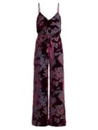 Matchesfashion.com Saloni - Loretta Floral Print Devor Velvet Jumpsuit - Womens - Purple Multi