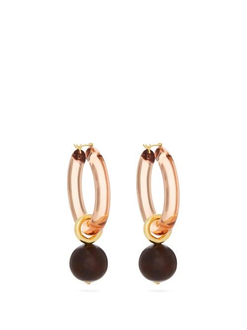 Matchesfashion.com Lizzie Fortunato - Spritz Rose Gold-plated Hoop Earrings - Womens - Brown