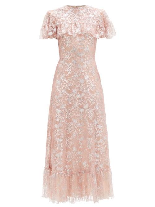 Matchesfashion.com The Vampire's Wife - The Bombette Metallic Floral-lace Dress - Womens - Light Pink