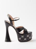 Gucci - Janaya Gg-studded Leather Platform Sandals - Womens - Black