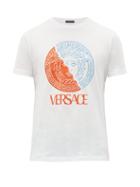 Matchesfashion.com Versace - Medusa Head And Logo Print Cotton T Shirt - Mens - White