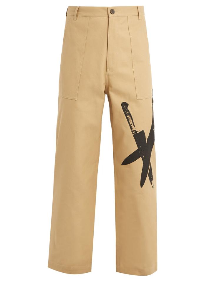 Calvin Klein 205w39nyc Knives-print Wide-leg Cotton Chino Trousers
