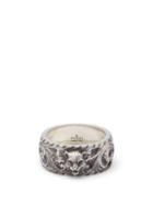 Matchesfashion.com Gucci - Tiger And Gg Engraved Sterling Silver Ring - Mens - Silver