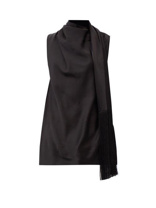 Roksanda - Olesia Scarf-neck Silk-satin Top - Womens - Black