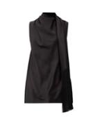 Roksanda - Olesia Scarf-neck Silk-satin Top - Womens - Black