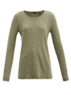 Matchesfashion.com Atm - Distressed-hem Slubbed-cotton Long-sleeved T-shirt - Womens - Khaki