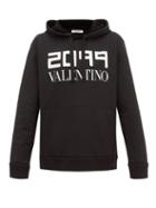 Matchesfashion.com Valentino - 2099 Logo Print Cotton Blend Hooded Sweatshirt - Mens - Black