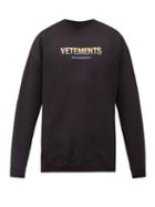 Matchesfashion.com Vetements - Think Differently-print Cotton-blend Sweatshirt - Mens - Black