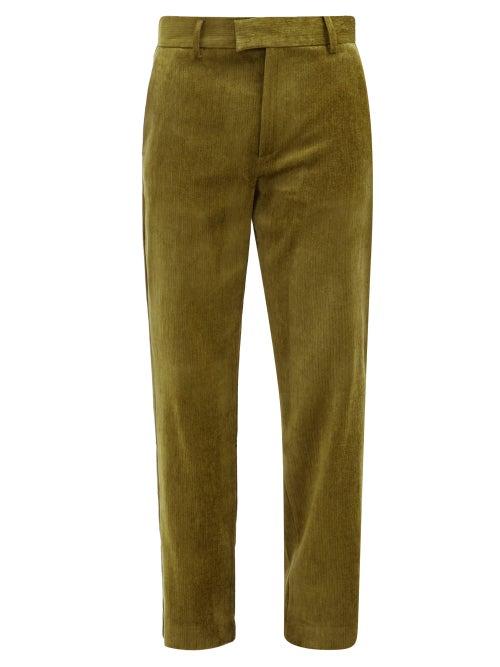 Matchesfashion.com Sfr - Power Micro-corduroy Straight-leg Trousers - Mens - Green