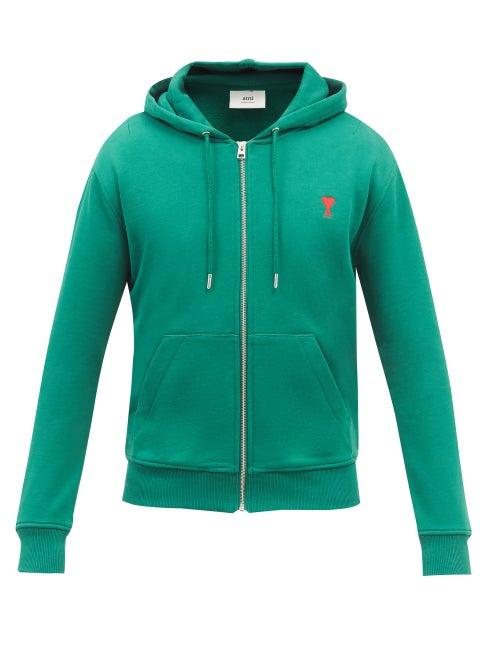 Ami - Ami De Caur Zip-through Organic-cotton Sweatshirt - Mens - Green