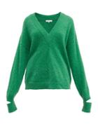 Matchesfashion.com Tibi - Airy V Neck Alpaca Blend Sweater - Womens - Green