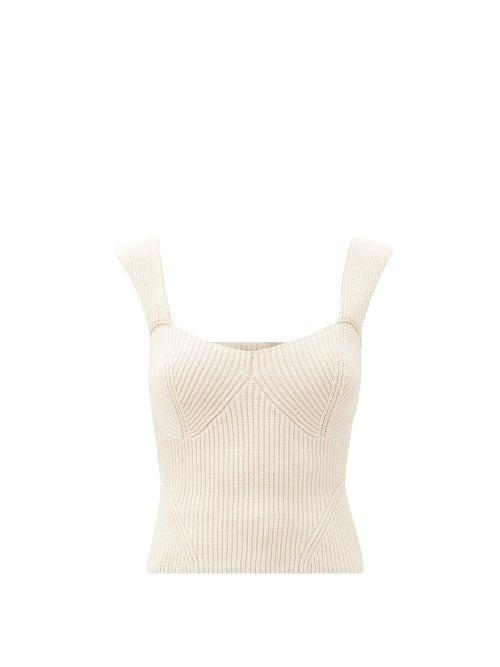 Matchesfashion.com Staud - Kira Rib-knitted Top - Womens - Light Beige