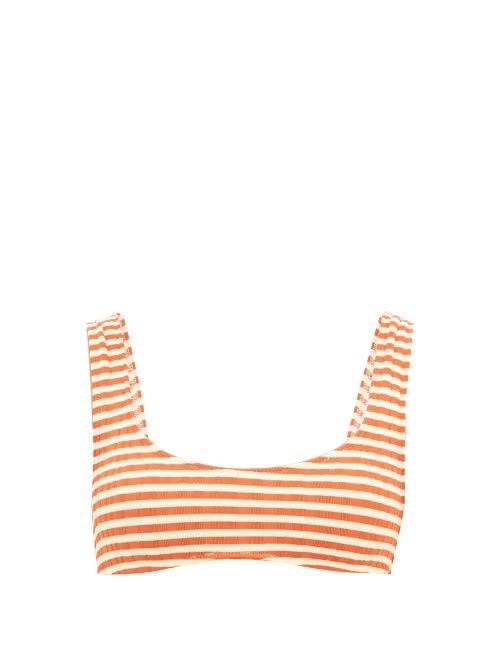 Matchesfashion.com Solid & Striped - The Elle Striped Ribbed Bikini Top - Womens - Red Stripe