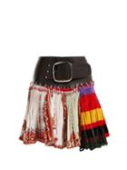 Matchesfashion.com Chopova Lowena - Patchwork Pleated Cotton Blend Mini Skirt - Womens - Black Multi