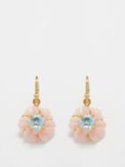 Irene Neuwirth - Botantical Flower Aquamarine & 18kt Gold Earrings - Womens - Pink Blue