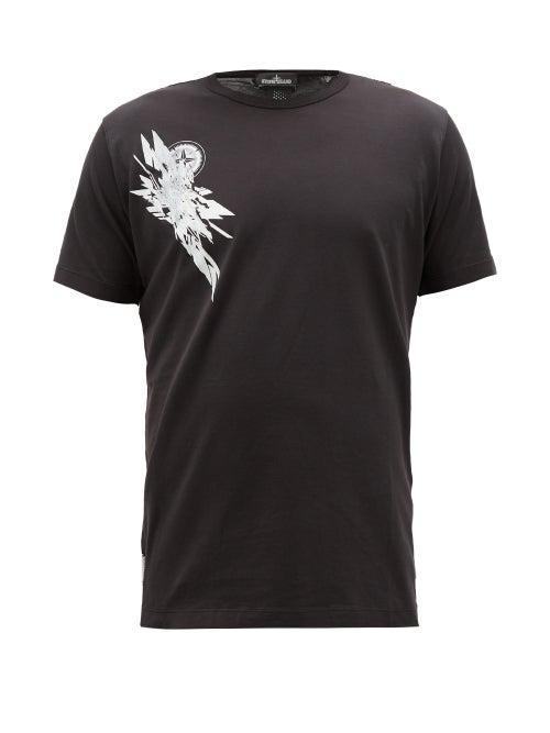 Matchesfashion.com Stone Island Shadow Project - Shadow Project Graphic-print Cotton T-shirt - Mens - Black
