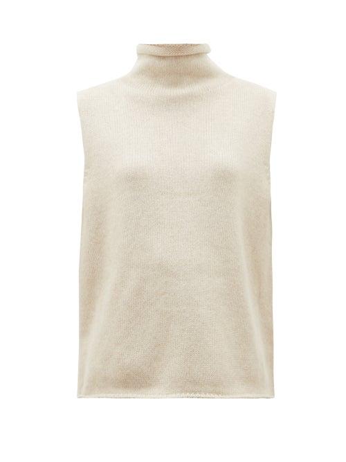 Matchesfashion.com The Row - Beriko Sleeveless Roll-neck Cashmere Sweater - Womens - Beige
