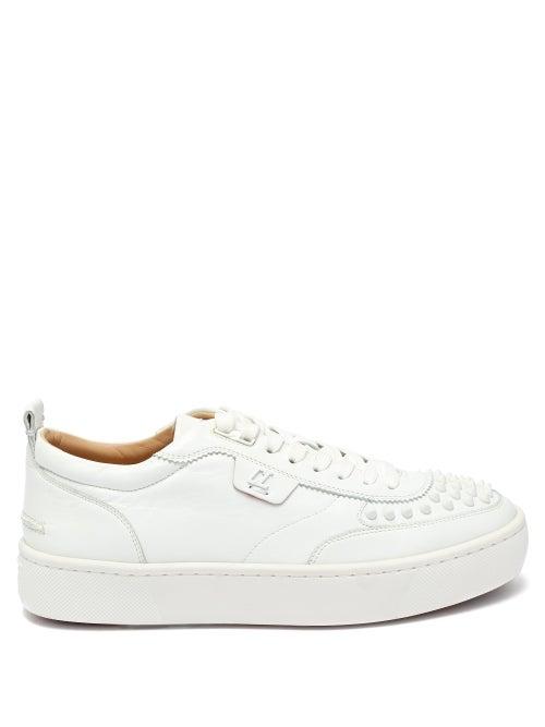 Matchesfashion.com Christian Louboutin - Happy Rui Spike-embellished Leather Trainers - Mens - White