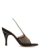 Matchesfashion.com Gucci - Exaggerated Point Crystal Suede Mules - Womens - Black