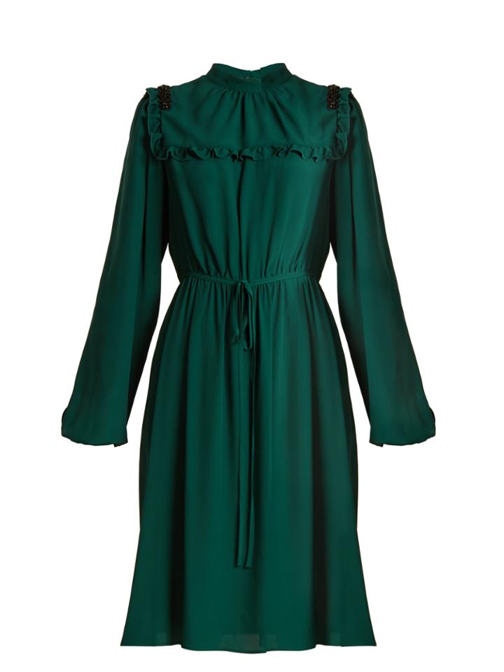 No. 21 Shoulder-embellished Crepe Dress