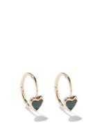 Theodora Warre - Heart Emerald & Gold-plated Hoop Earrings - Womens - Green Gold