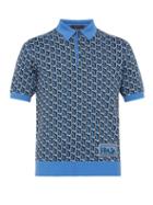 Matchesfashion.com Prada - Geometric Wool Jacquard Polo Shirt - Mens - Blue Multi