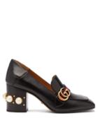 Matchesfashion.com Gucci - Peyton Pearl Embellished Leather Loafers - Womens - Black