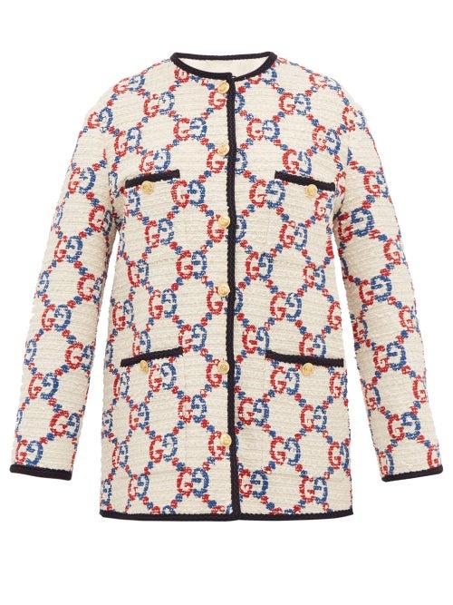 Matchesfashion.com Gucci - Gg Boucl Tweed Jacket - Womens - White Multi